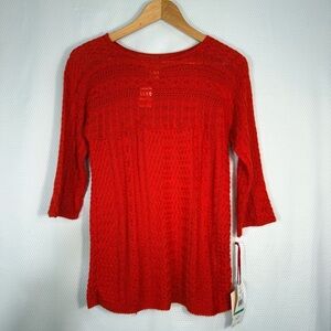 Ruby Rd. Bright Red Knit Boatneck Sweater Top